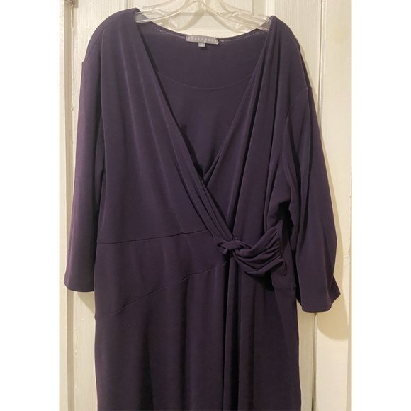 Sharagano wrap knit purple dress sz 14 - Picture 2 of 6